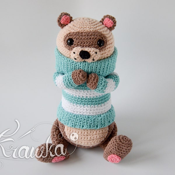 Crochet PATTERN No 2102 Fred the Ferret cute crochet pattern by Krawka