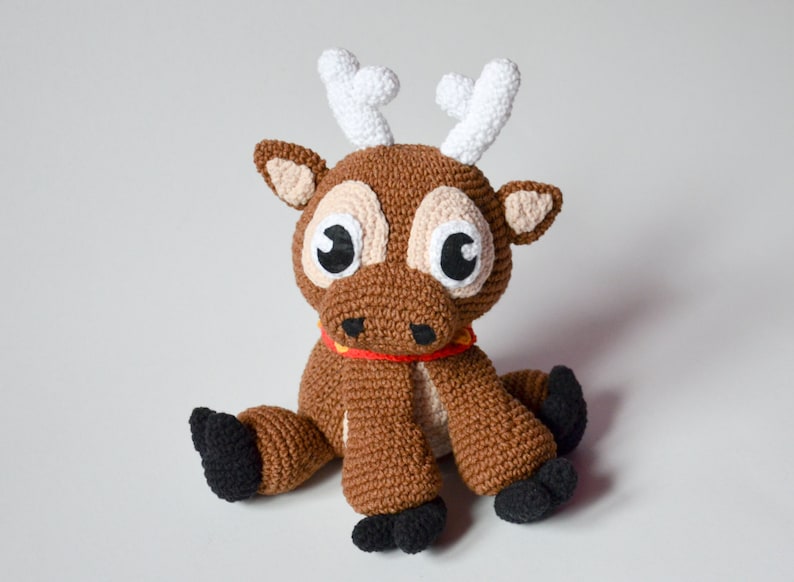 Crochet PATTERN No 1640 Christmas Reindeer pattern by Krawka, Rudolf red-nosed reindeer Santa Sven Frozen winter image 1