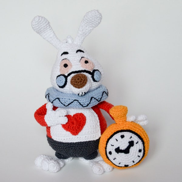 Crochet PATTERN - White Rabbit, Alice in Wonderland Lewis Carroll, rabbit hole, pattern by Krawka