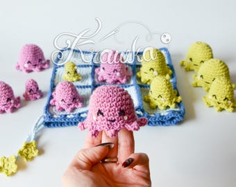 Crochet Octopus Pattern, Board Game, Travel Toy Bag (Digital English PDF Download)