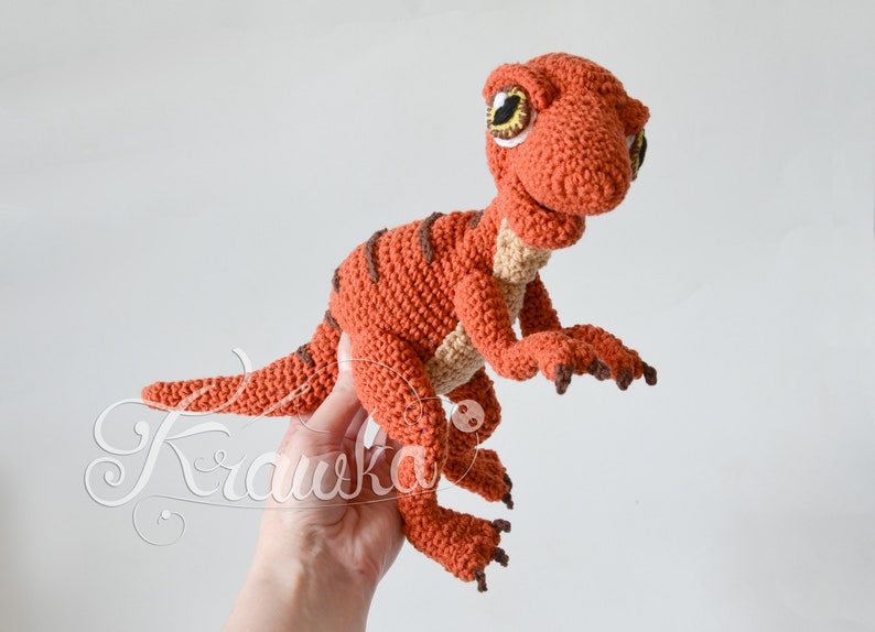 Crochet PATTERN No 1909 Baby raptor realistic dinosaur pattern by Krawka image 3