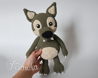 Crochet PATTERN No 2101 Big Cute Wolf by Krawka
