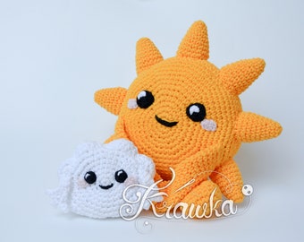 Crochet Pattern English (PDF) Sun and Cloud by Krawka, Downloadable Weather Summer Amigurumi Toy