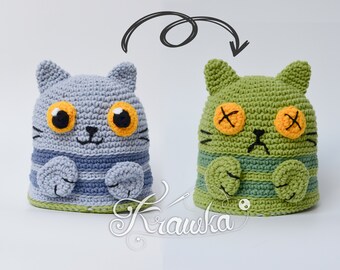 Crochet Pattern English (PDF) Reversible Schrodinger's Cat by Krawka | Science Geek Amigurumi  (Download)