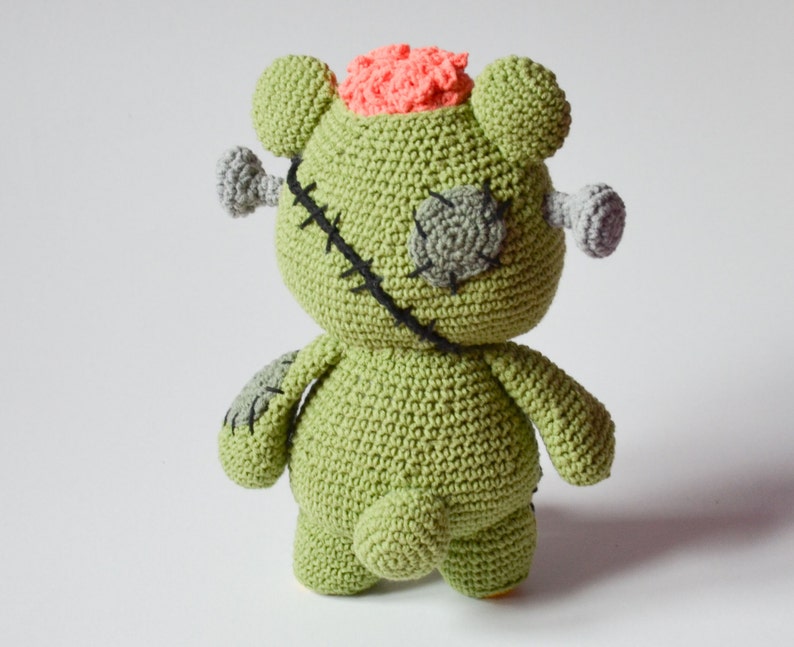 Crochet PATTERN No 1635 Frankie the zombie teddy bear by Krawka, Frankenstein's monster, zombies, Halloween, creepy cute crochet image 4