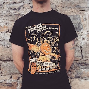 Pete&#39;s Pumpkin Patch T Shirt - Halloween Pumpkin Shirt | Vintage Halloween | Horror Clothing - Available in Mens and Ladies Fit