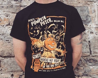 Pete's Pumpkin Patch T Shirt - Halloween Pumpkin Shirt | Vintage Halloween | Horror Clothing - Available in Mens and Ladies Fit