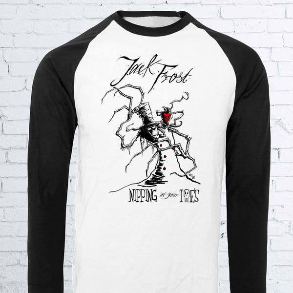 Jack Frost Baseball Shirt | Horror Christmas Shirt Horror Raglan Alternative Clothing Gothmas Horror Snowman Horror Clothing