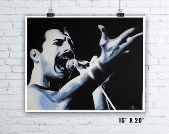 Freddie Mercury of Queen Painting - Giclee Fine Art Print - 16" x 20" - Gifts for Queen Fans Queen the band Music Lover Gift