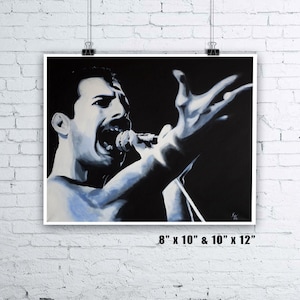 Freddie Mercury of Queen Painting - Giclee Fine Art Print - 8&quot; x 10&quot; or 10&quot; x 12&quot; - Gifts for Queen Fans Queen the band Music Lover Gift