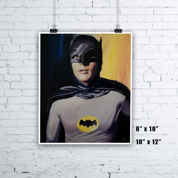 Adam West Painting - Giclée Fine Art Print - "10" x 12" - Batman '66 1966 DC Comics Superhero Legend Wall Art