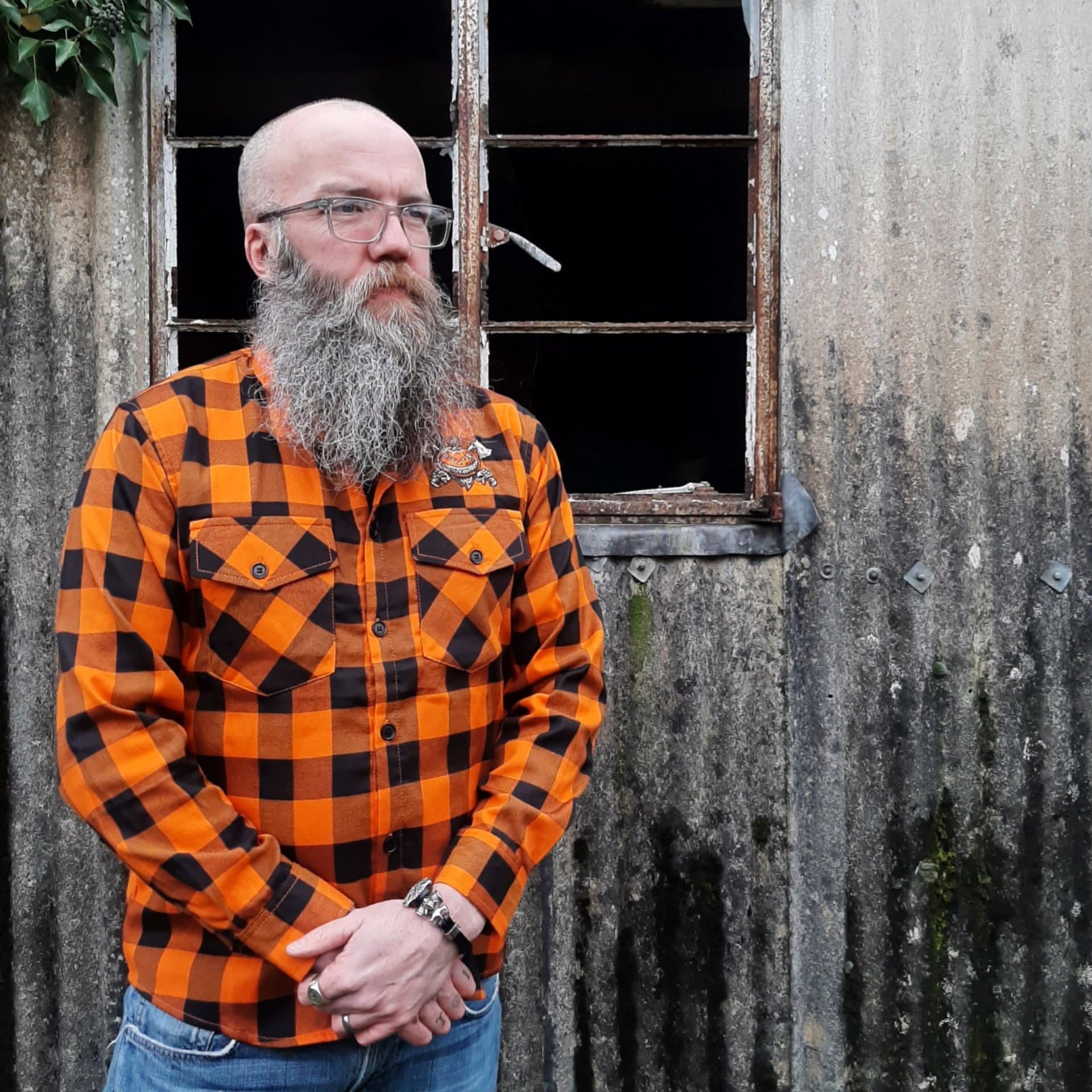 Halloween Lumber Jack Shirt - Black and Orange Plaid Shirt, Check