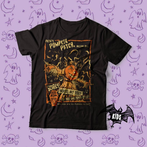 KIDS SIZE Pete's Pumpkin Patch T Shirt - Halloween Pumpkin Shirt | Horror Clothing - Kids Halloween Organic Cotton T-Shirt