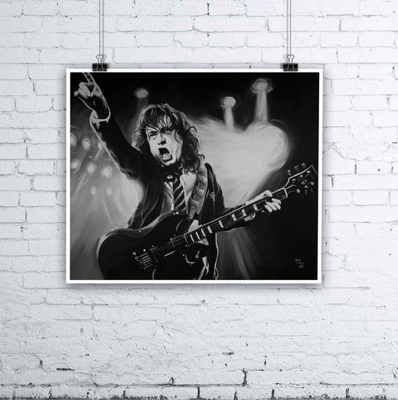 Angus Young AC/DC Painting Giclee Fine Art Print Various | Etsy