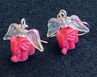Pink Flying Elephant Earrings/ Blue Dangle Earrings /Star Drop Earrings/Handmade Earrings E1104