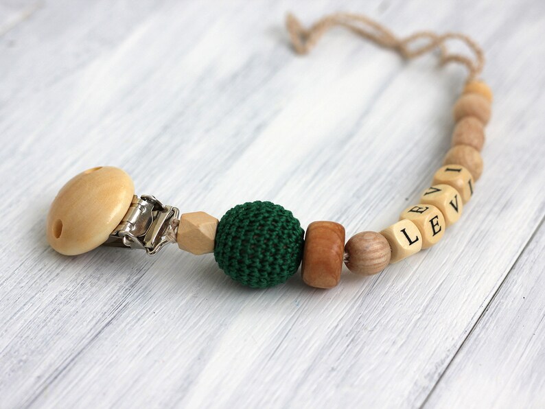 Personalized Pacifier clip Organic baby pacifier clip Dummy Etsy