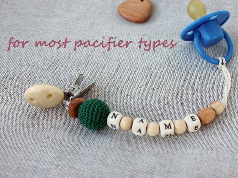 Personalized Pacifier clip Organic baby pacifier clip Dummy Etsy