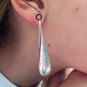 Frosted Teardrop Sterling Silver Earrings