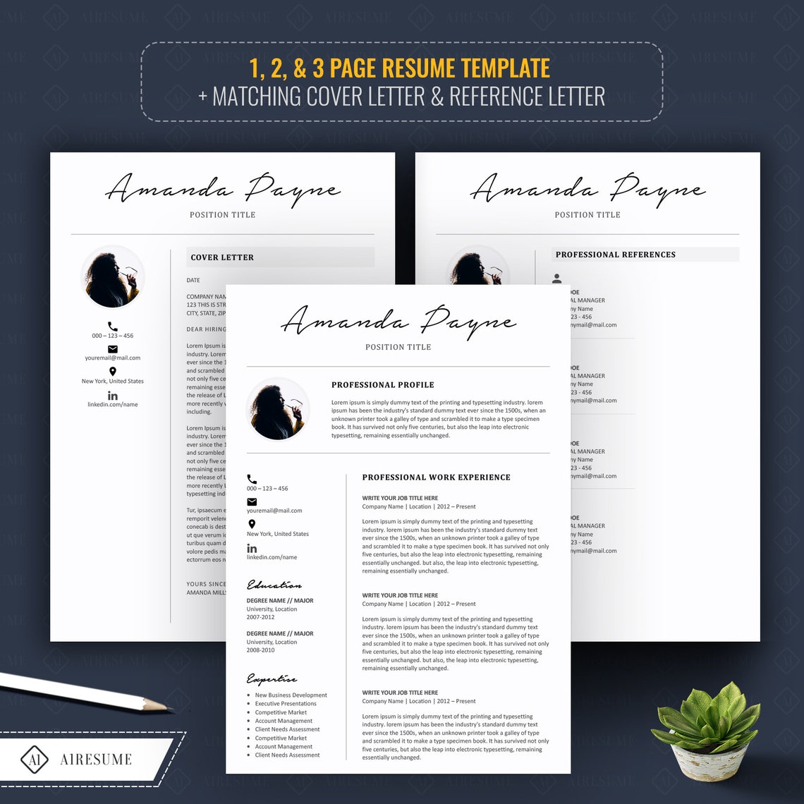 Resume Template CV Template Cover Letter Teacher Resume - Etsy Canada