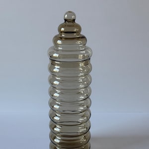 Vintage Holmegaard Primula Beehive-Style Smoky Glass Apothecary Jar