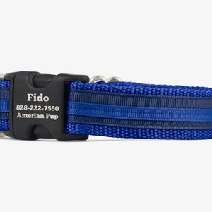 Custom Dog Collar,  Blue Navy Collar, Personalized Collar, Engraved Dog Collar, Quick Release Collars, Webbing Dog Collars, Loyal