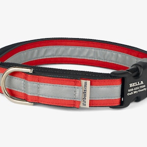 Custom Reflective Martingale Collar, Personalized Dog ID, No Slip, Quick Release Buckle, Comfortable Training Collars, High Visibility, Red
