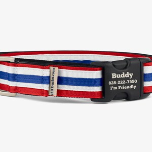 Stripe Martingale Dog Collar, Personalized, Red White Blue Collar, No Slip Dog Collar, Quick Release Buckle, Comfortable Collar,, Patriotic
