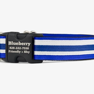Custom Dog Collar,  Blue White Collar, Personalized Collar, Engraved Dog Collar, Quick Release Collars, Comfortable Dog Collars, Blueberry