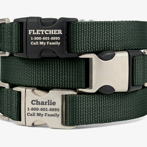 Personalized Dog Collar, Custom Dog Collar, Engraved Dog Collar, Puppy Collar, Green Collar, Dog Presents, Dog Accessories, Forest Green