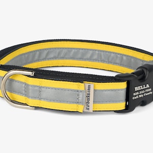 Custom Reflective Martingale Collar, Personalized Dog, No Slip, Quick Release Buckle, Comfortable Training Collars, High Visibility, Yellow