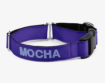 Embroidered Martingale, Personalized Collar, Training Collar, Quick Release Collar, Comfortable Dog Collar, Unique Custom Collar, Purple