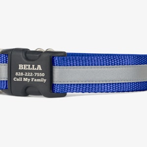 Reflective Dog Collar, Personalized Collar, Boy Dog Collar, Quick Release Collars, Bright Webbing Dog Collars, High Visibility Collar, Blue