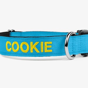 Embroidered Dog Collar , Personalized Collar, Puppy Collar, Quick Release Collars, Comfortable Dog Collar, Unique Custom Collar, Turquoise