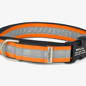 Custom Reflective Martingale Collar, Personalized Dog ID, Quick Release Buckle, Comfortable Training Collars, High Visibility, Torrid Orange