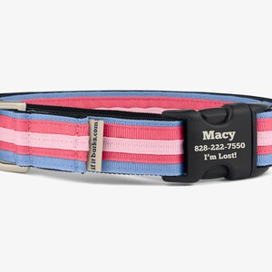Stripe Martingale Dog Collar, Personalized, Blue Light Pink Collar, No Slip Dog Collar, Quick Release Buckle, Comfortable Collar, Pallete
