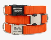 Personalized Dog Collar, Custom Dog Collar, Engraved Dog Collar, Bright Dog Collar, Custom Dog Tag, Wide Dog Collar, Hunting Collar, Orange