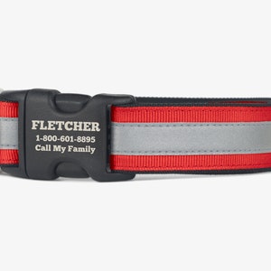 Reflective Dog Collar, Personalized Collar, Bright Puppy Collar, Quick Release Collars, Comfortable Dog Collar, High Visibility Collar, Red