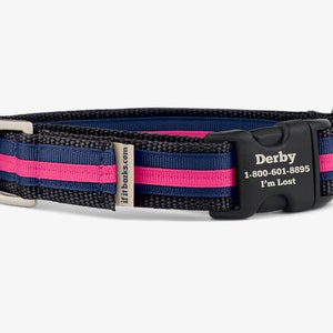 Stripe Martingale Dog Collar, Personalized, Pink Black Collar, Girl Dog Collar, Quick Release Buckle, Webbing Collar, No Slip, Derby