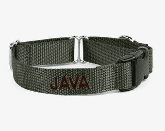 Embroidered Martingale, Personalized Collar, Army Green, Puppy Collar, Quick Release, Webbing Dog Collar, Unique Custom Collar, Olive Drab