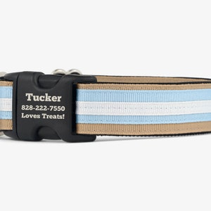 Custom Dog Collar,  Brown Blue Collar, Personalized Collar, Engraved Dog Collar, Quick Release Collars, Comfortable Dog Collars, Nantucket