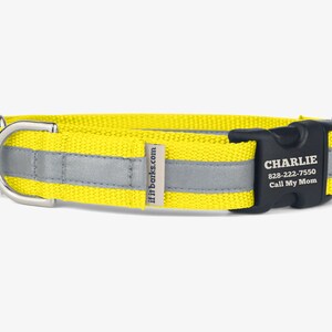 Custom Reflective Martingale Collar, Personalized Dog ID, No Slip, Quick Release Buckle, Webbing Training Collars, High Visibility, Yellow