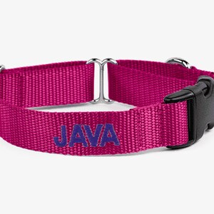 Embroidered Martingale, Personalized No Slip Collar, Girl Dog Collar, Quick Release, Pink, Webbing Martingale, Training Collar, Raspberry