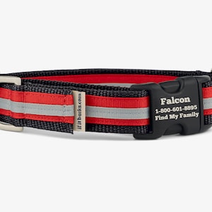 Stripe Martingale Dog Collar, Personalized, Black Red Collar, No Slip Dog Collar, Quick Release Buckle, Webbing Collar, Falcon