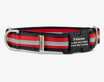 Stripe Martingale Dog Collar, Personalized, Black Red Collar, No Slip Dog Collar, Quick Release Buckle, Webbing Collar, Falcon