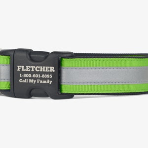 Reflective Dog Collar, Personalized Collar, Green Collar, Quick Release Collars, Comfortable Dog Collar, High Visibility Collar, Apple Green