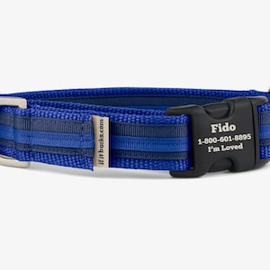 Stripe Martingale Dog Collar, Personalized, Navy Blue Collar, No Slip Dog Collar, Quick Release Buckle, Webbing Collar, Loyal