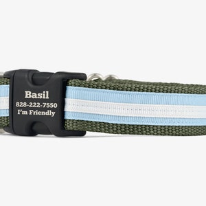 Custom Dog Collar,  Blue White Collar, Personalized Collar, Engraved Dog Collar, Quick Release Collars, Webbing Dog Collars, Basil