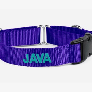 Martingala ricamata, Collare personalizzato, Collare da allenamento, Royal Purple, Sgancio rapido, Collare per cani a cinghia, Collare personalizzato unico, Viola