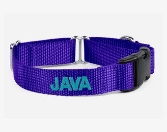 Embroidered Martingale, Personalized Collar, Training Collar, Royal Purple, Quick Release, Webbing Dog Collar, Unique Custom Collar, Purple