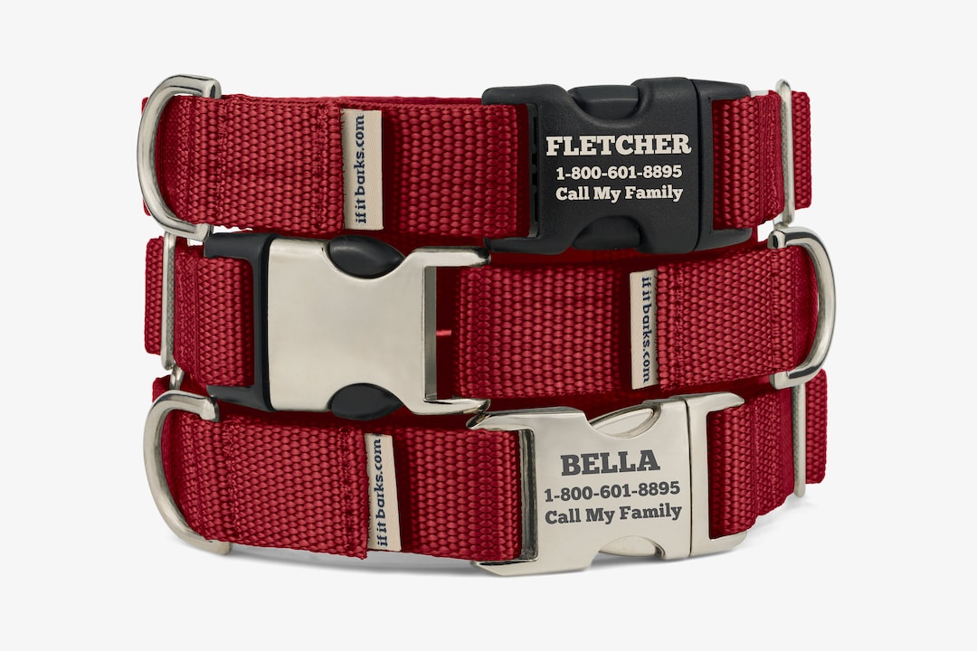 bing Martingale Dog Collar, Personalized, Solid Red Collar, No Slip